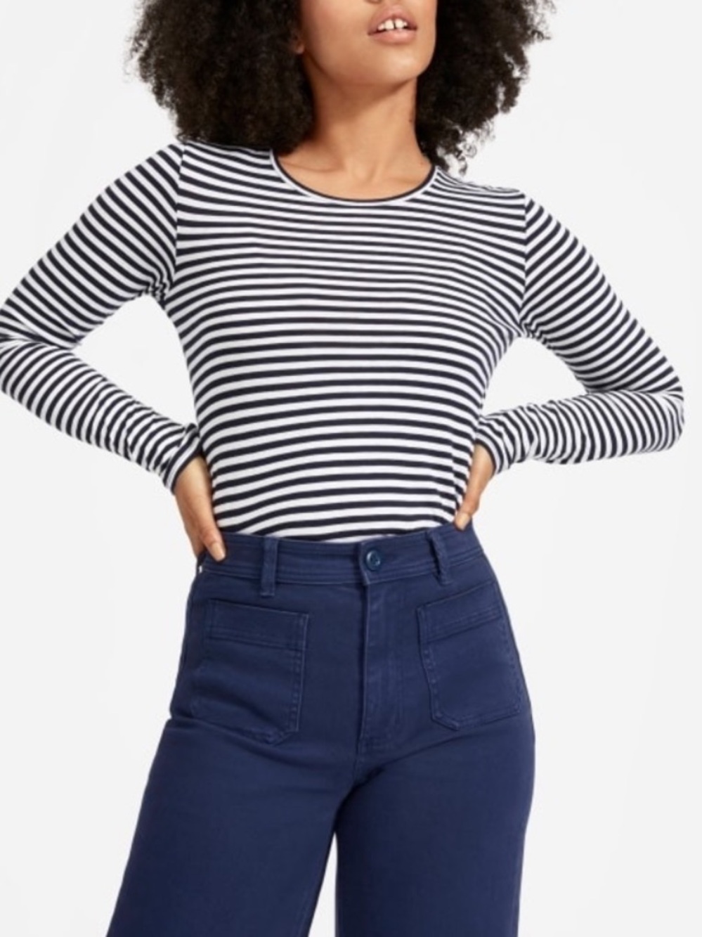 EVERLANE Wide Leg Crop Chino Dark Blue Denim Jeans Size 12 - Picture 4 of 8